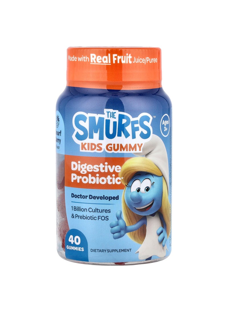 Kids Gummy, Digestive Probiotic, Ages 3+, Smurf Berry, 40 Gummies
